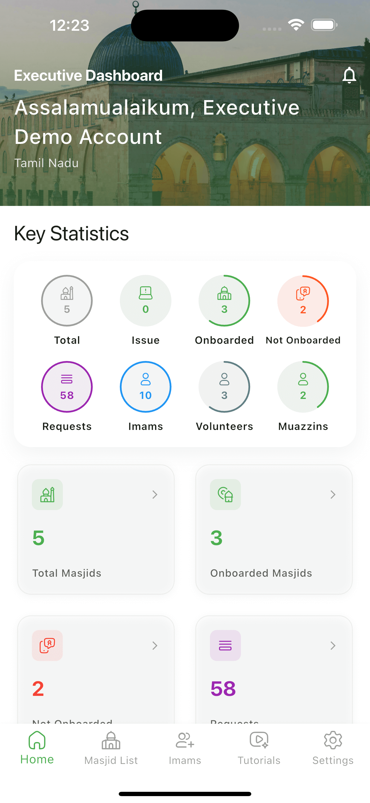 Way2Masjid Executives App Screenshot